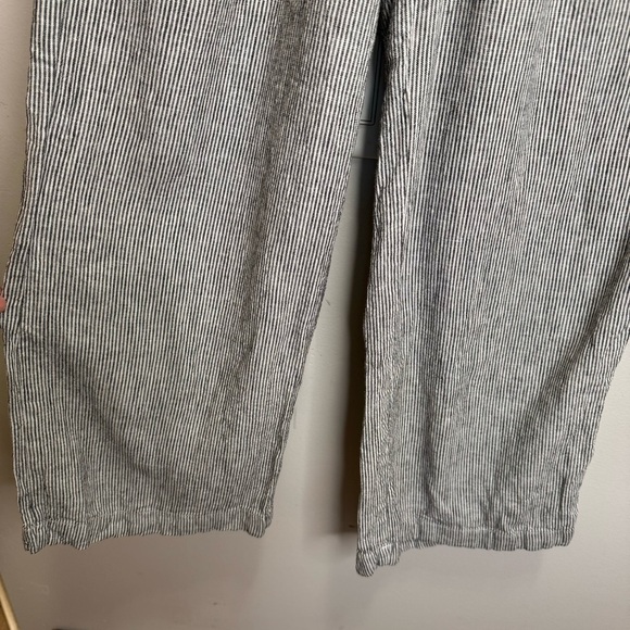 Max Studio Pants Linen Black & White Striped Pockets Adjustable Size 27 - Picture 6 of 11